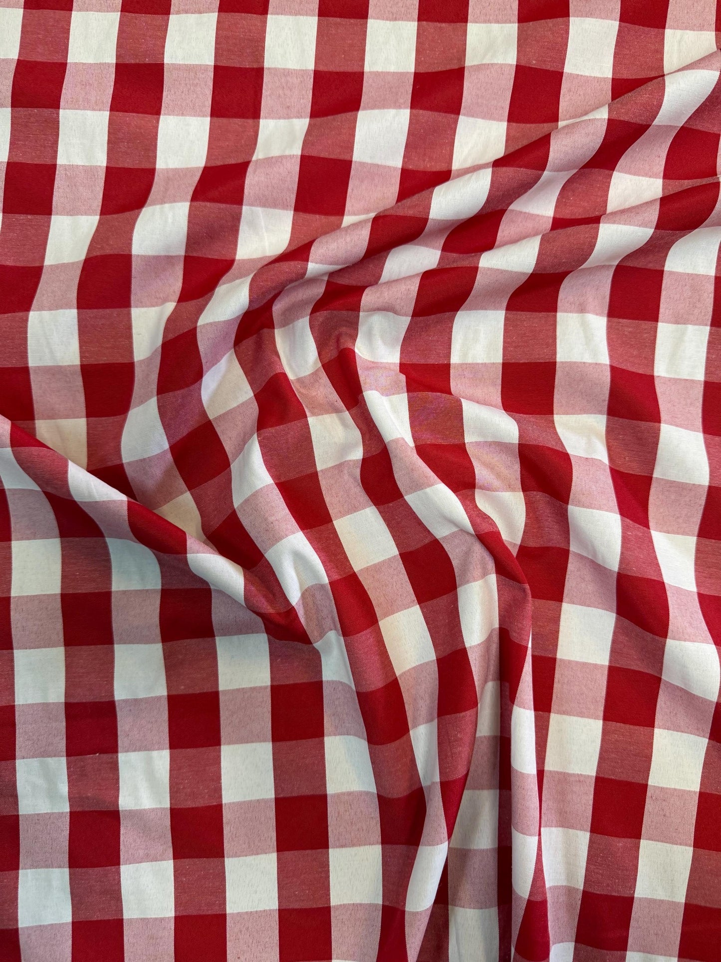 Gingham Poly Cotton Fabric: 1" Checkered Squares, 60" Wide, Sold by the yard