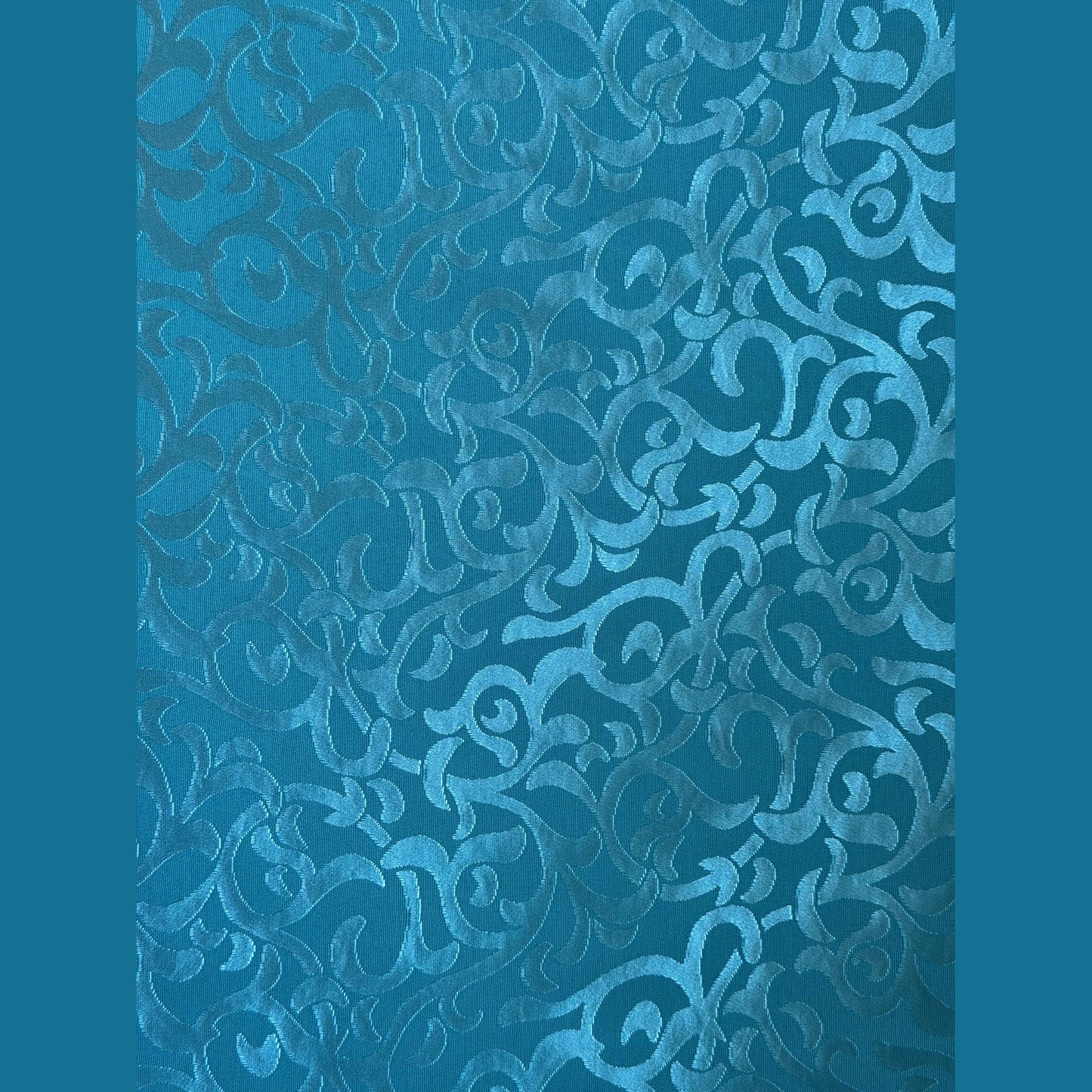 Teal Rayon Brocade Fabric by the Yard –52" Wide –Tonal Scroll Damask Pattern –Elegant Fabric for Dresses, Formal Wear, Costumes & Home Décor