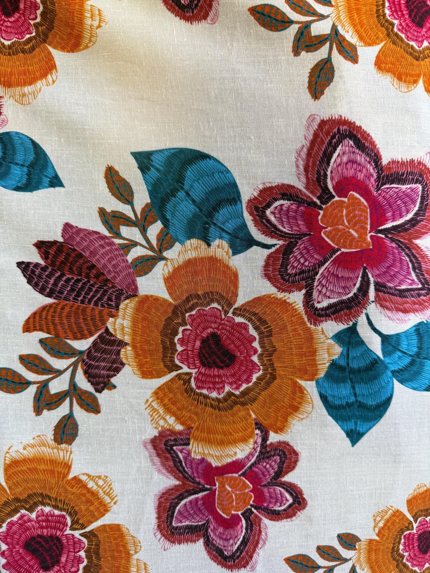 Floral Rayon Linen Blend Fabric – 54” wide - Soft Draping Woven – Apparel & Sewing Fabric (Sold by the Yard)