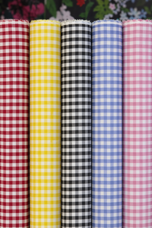 Gingham Poly Cotton Fabric: 1/4" Checkered Squares, 60" Wide, Sold by the yard