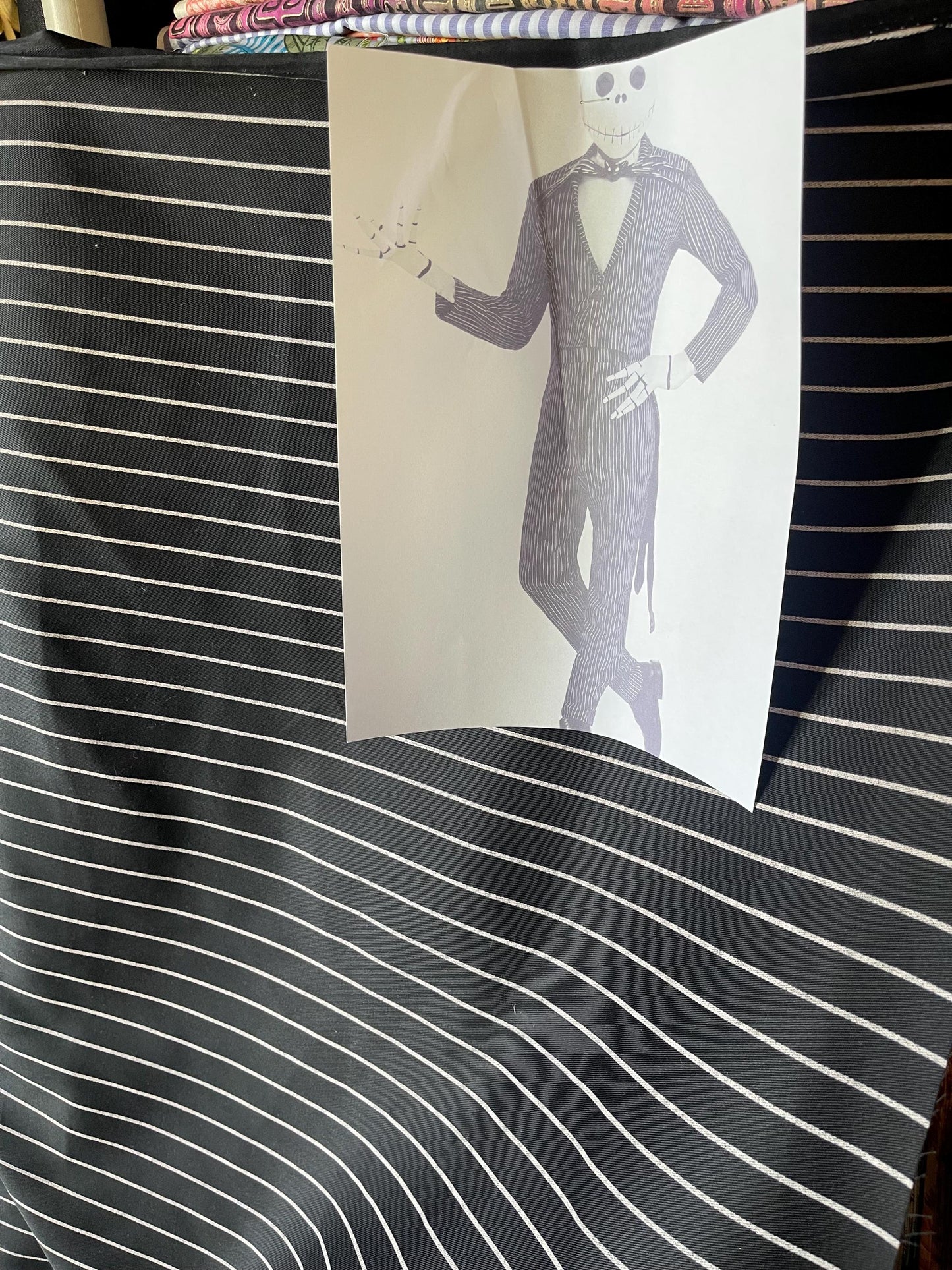 Pinstripe Twill Fabric: Black & White Gothic Cosplay, Jack Skellington Costume, Sold by the yard