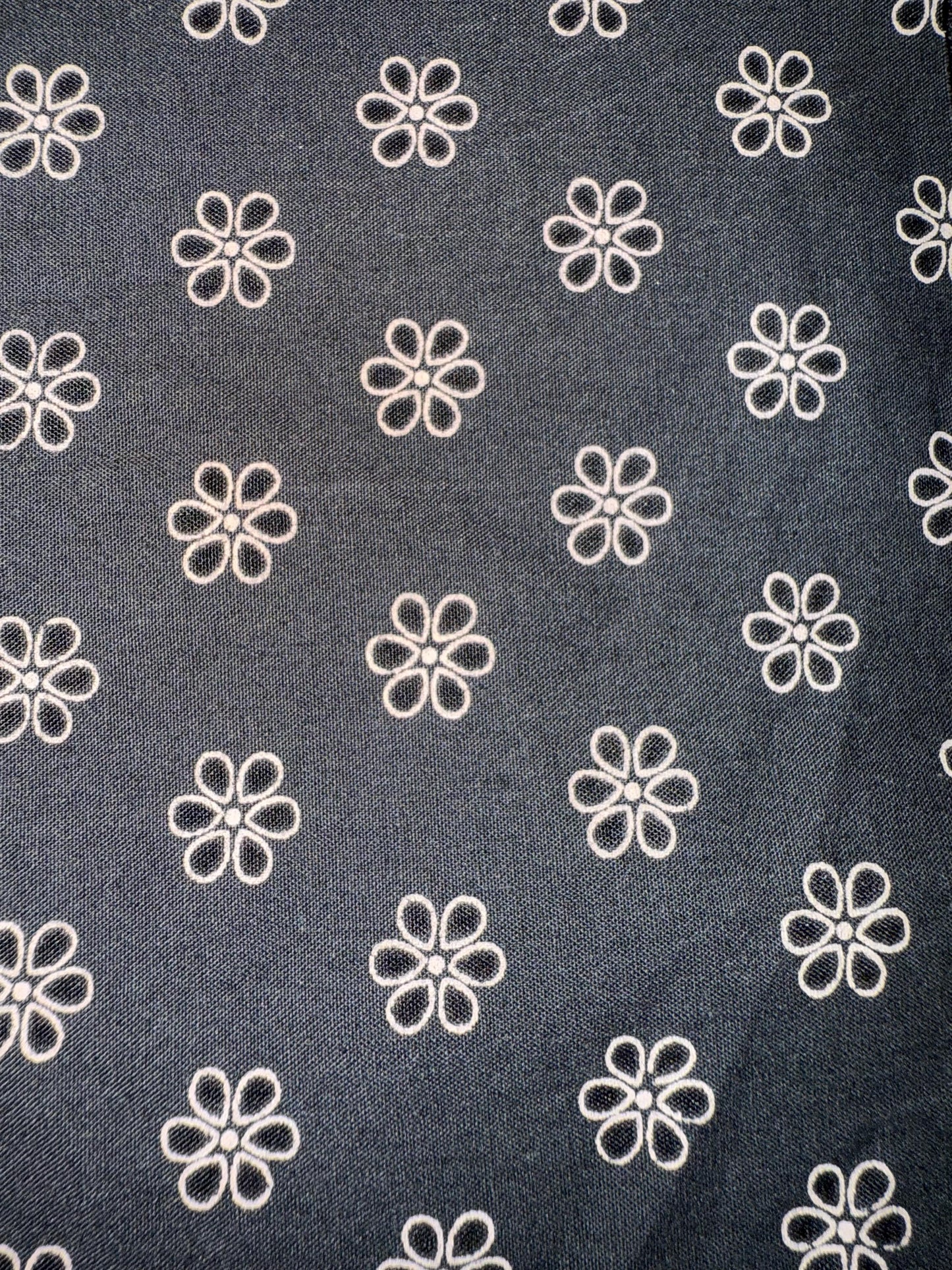Floral Cotton Shirting Fabric: Light Pink Flowers on Black - 60" Wide