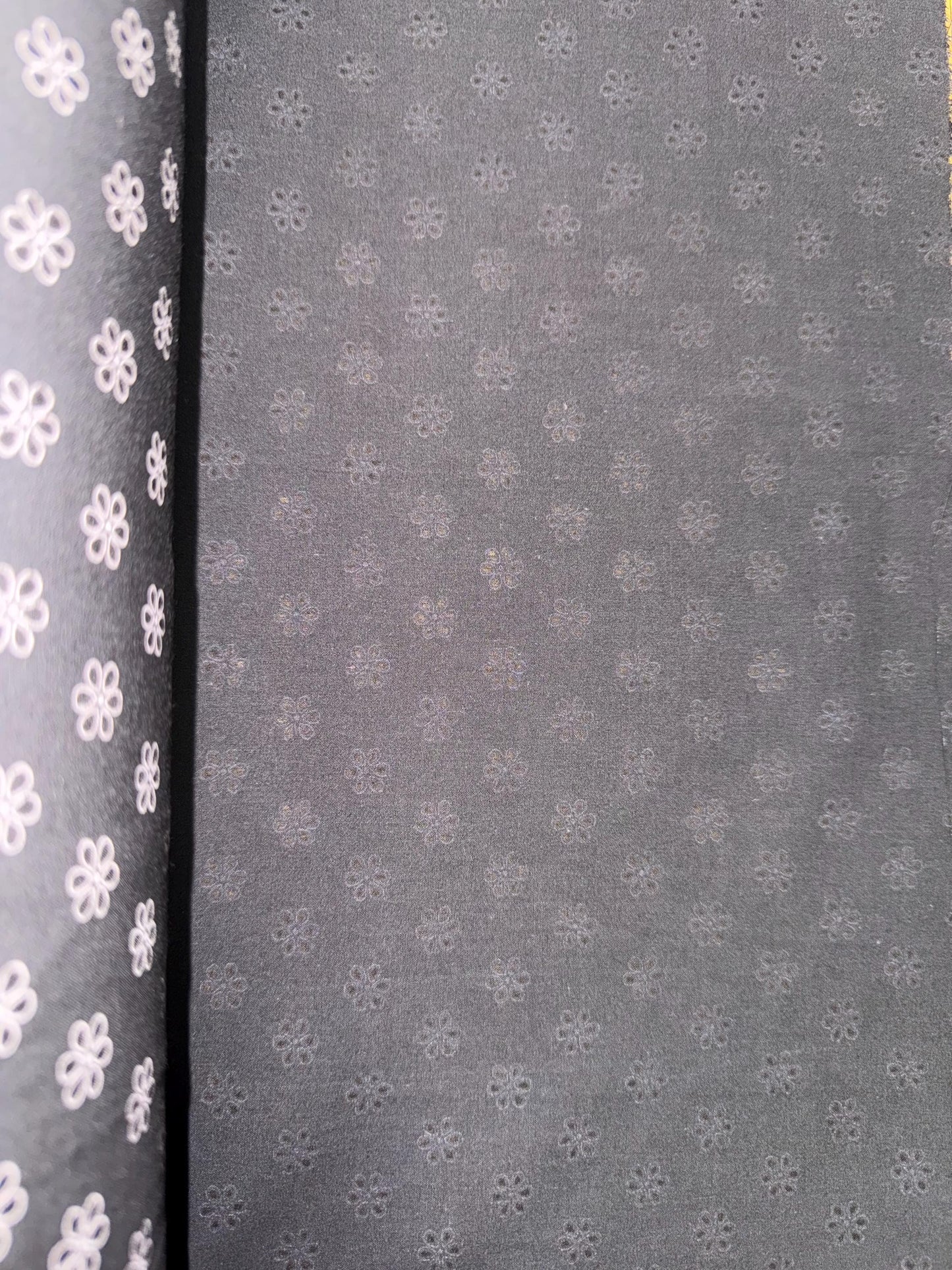 Floral Cotton Shirting Fabric: Light Pink Flowers on Black - 60" Wide