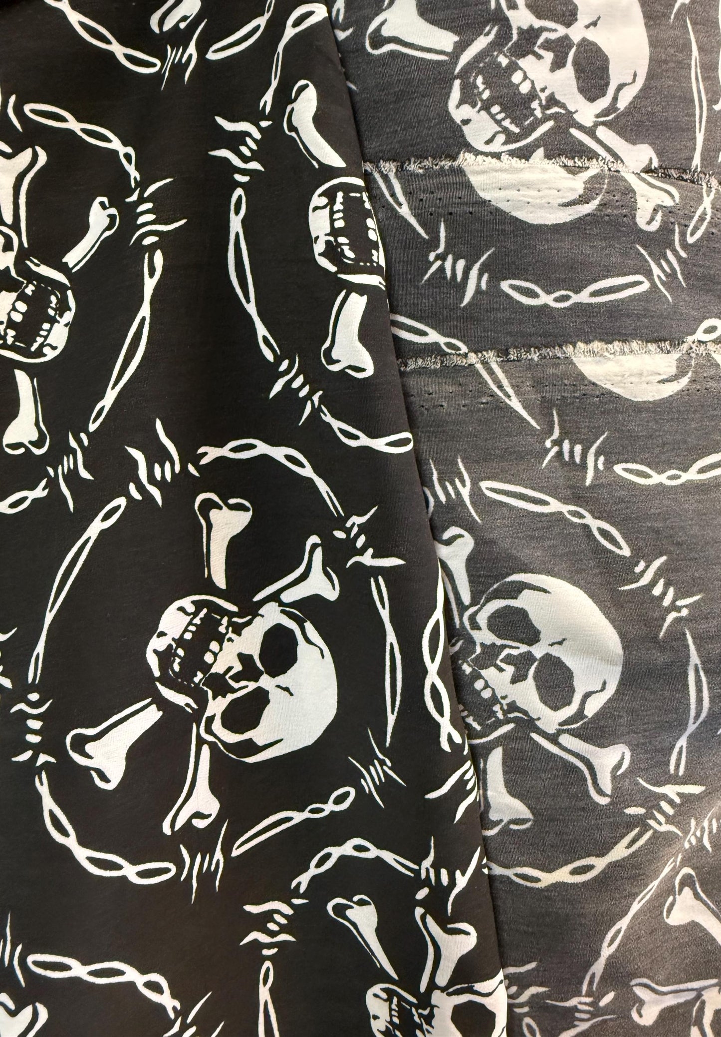 Skull & Barbed Wire Print Fabric: Punk Rock Goth 100% Polyester Halloween fabric by the yard