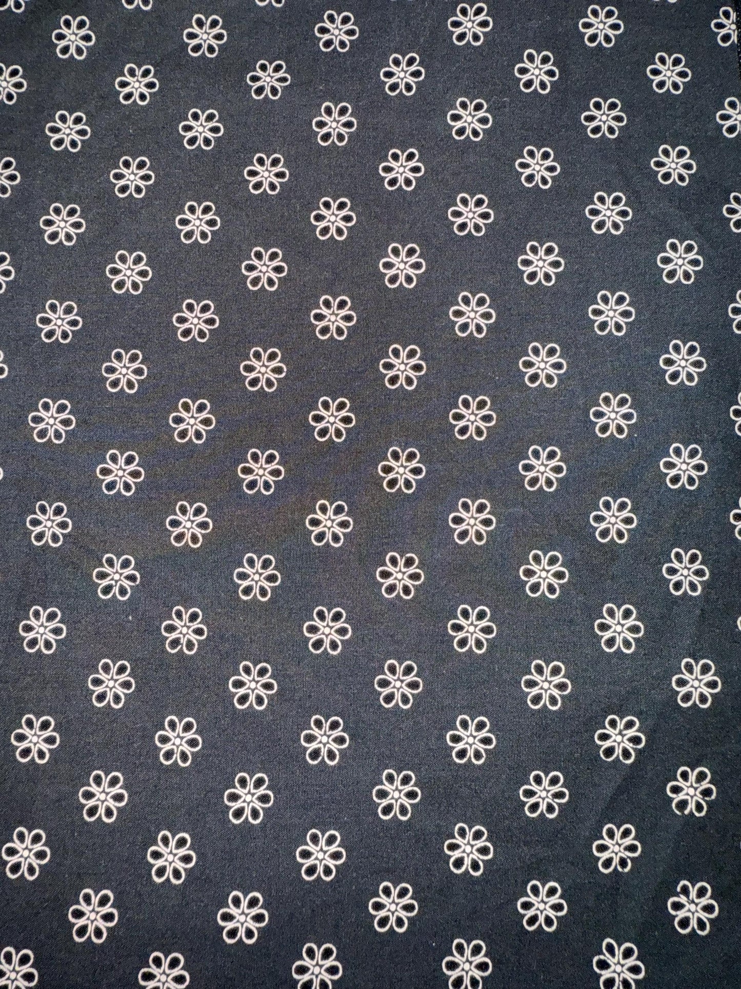 Floral Cotton Shirting Fabric: Light Pink Flowers on Black - 60" Wide