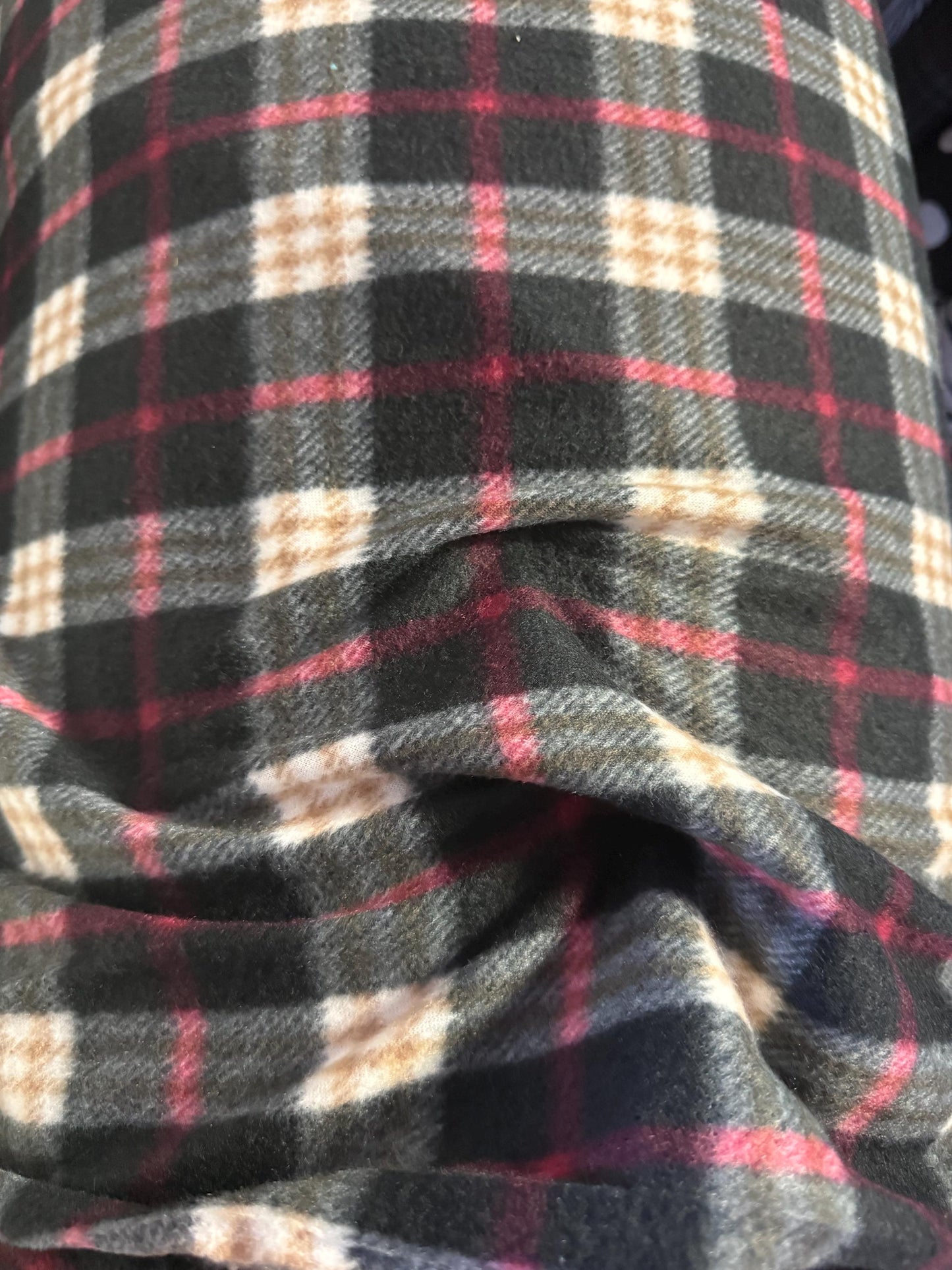 Charcoal and Black Plaid Polar Fleece Fabric: 60" Wide - By the Yard - No Sew Fleece