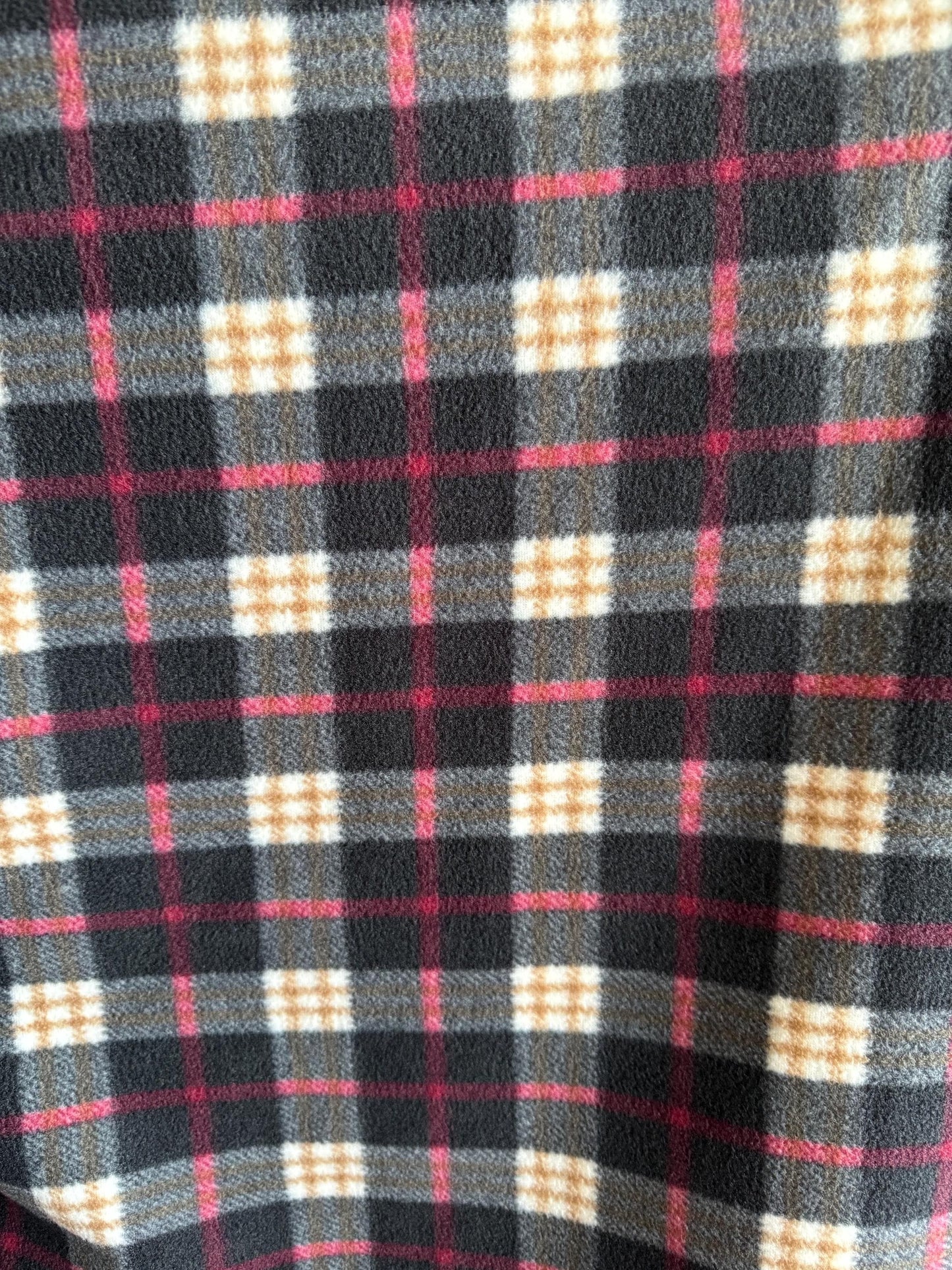 Charcoal and Black Plaid Polar Fleece Fabric: 60" Wide - By the Yard - No Sew Fleece