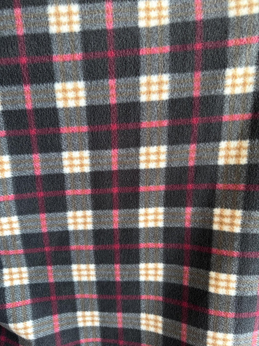 Charcoal and Black Plaid Polar Fleece Fabric: 60" Wide - By the Yard - No Sew Fleece