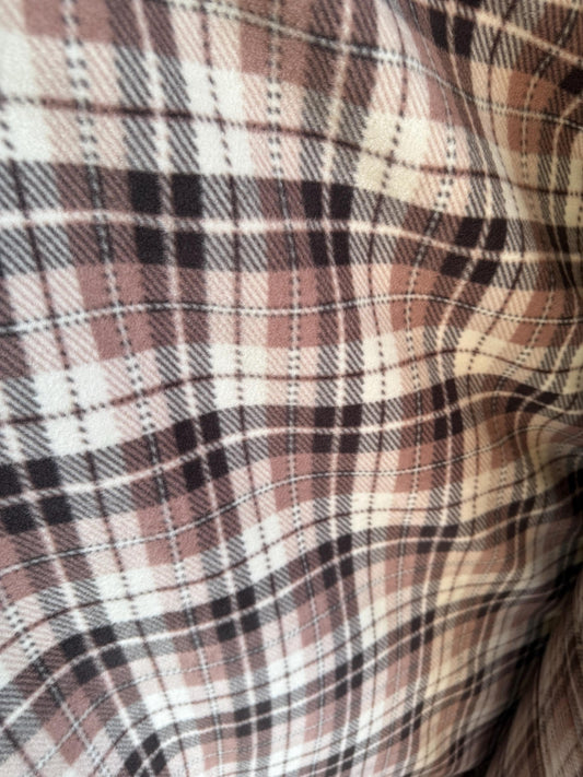 Brown and Beige Plaid Polar Fleece Fabric: 60" Wide - By the Yard - No Sew Fleece