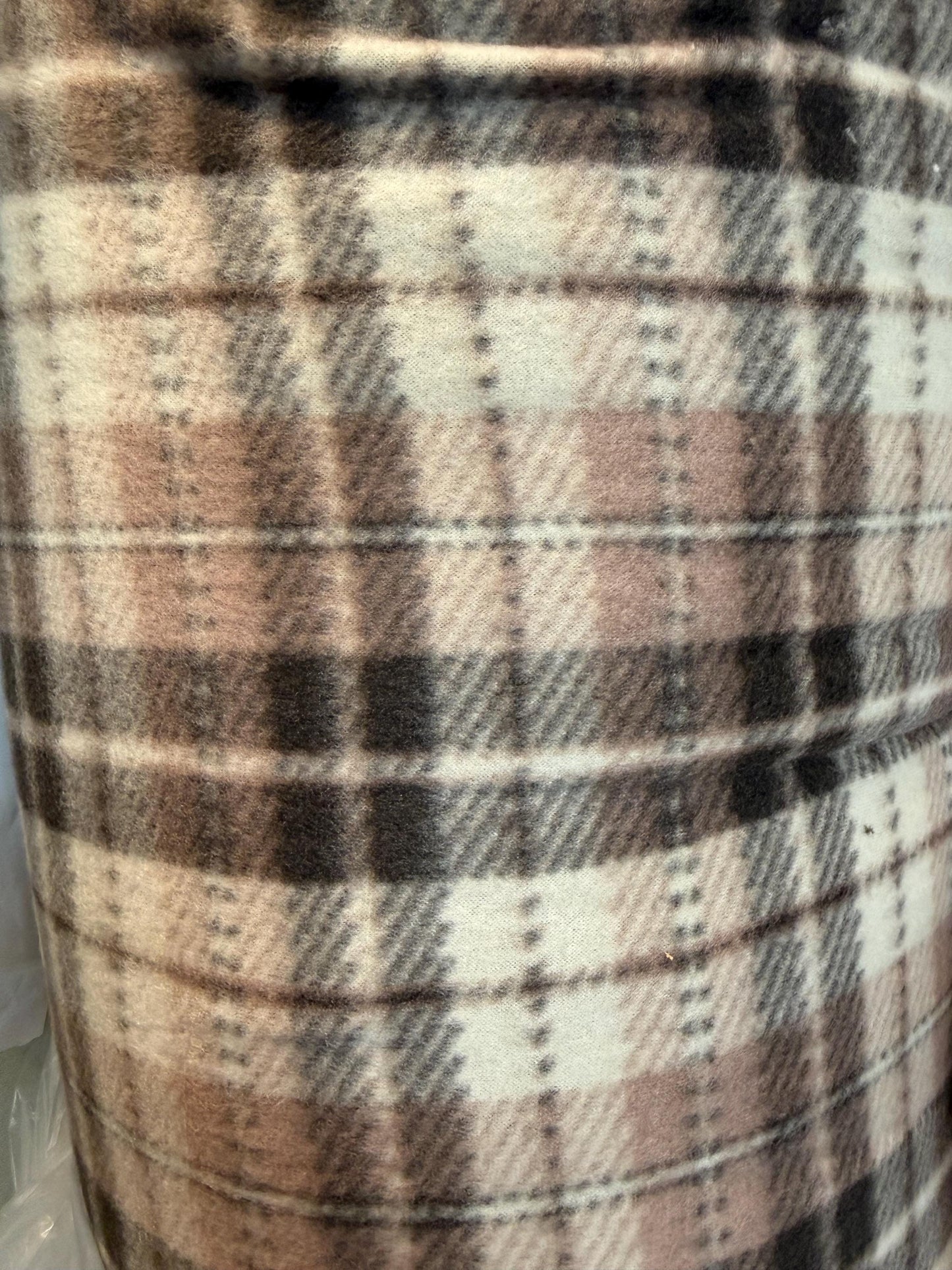 Brown and Beige Plaid Polar Fleece Fabric: 60" Wide - By the Yard - No Sew Fleece