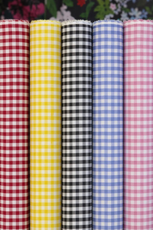 Gingham Poly Cotton Fabric: 1/4" Checkered Squares, 60" Wide, Sold by the yard