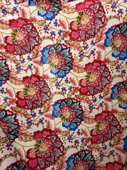 Floral Rayon Challis Fabric: Lightweight Woven, 58" Wide Sold by the yard