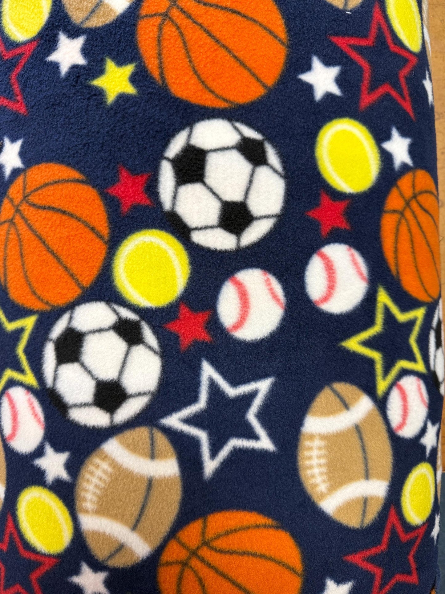 Sports Print Polar Fleece Fabric: 60" Wide - By the Yard - No Sew Fleece