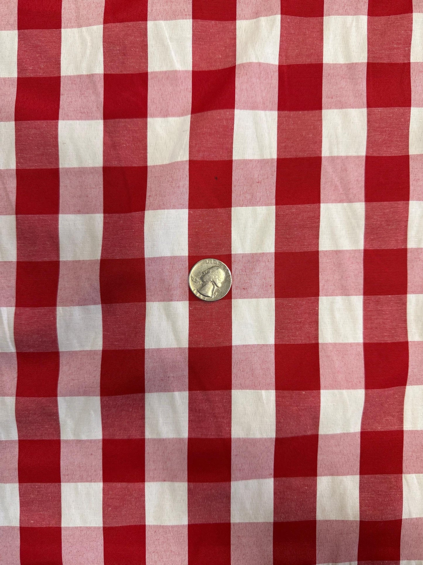 Gingham Poly Cotton Fabric: 1" Checkered Squares, 60" Wide, Sold by the yard