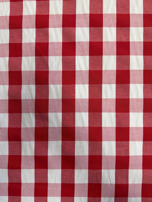 Gingham Poly Cotton Fabric: 1" Checkered Squares, 60" Wide, Sold by the yard