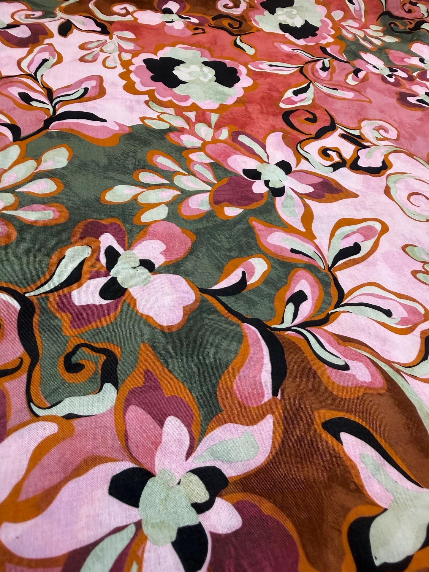 Floral blush Rayon Challis Fabric: Lightweight Woven, 58" Wide Sold by the yard