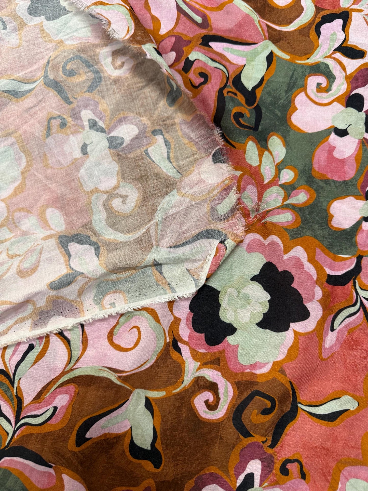 Floral blush Rayon Challis Fabric: Lightweight Woven, 58" Wide Sold by the yard