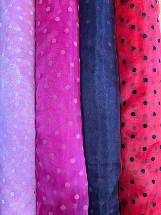 Polka Dot Organza Fabric by the Yard | 60" Wide | 100% Polyester | Sheer Dot Fabric