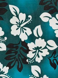 Hawaiian Print Poly Cotton Fabric by the Yard – 60" Wide – Hibiscus Tropical Floral – Teal, Purple or Taupe – Apparel, Crafts & Home Decor