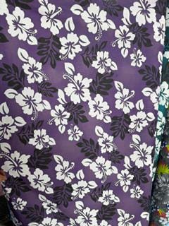 Hawaiian Print Poly Cotton Fabric by the Yard – 60" Wide – Hibiscus Tropical Floral – Teal, Purple or Taupe – Apparel, Crafts & Home Decor