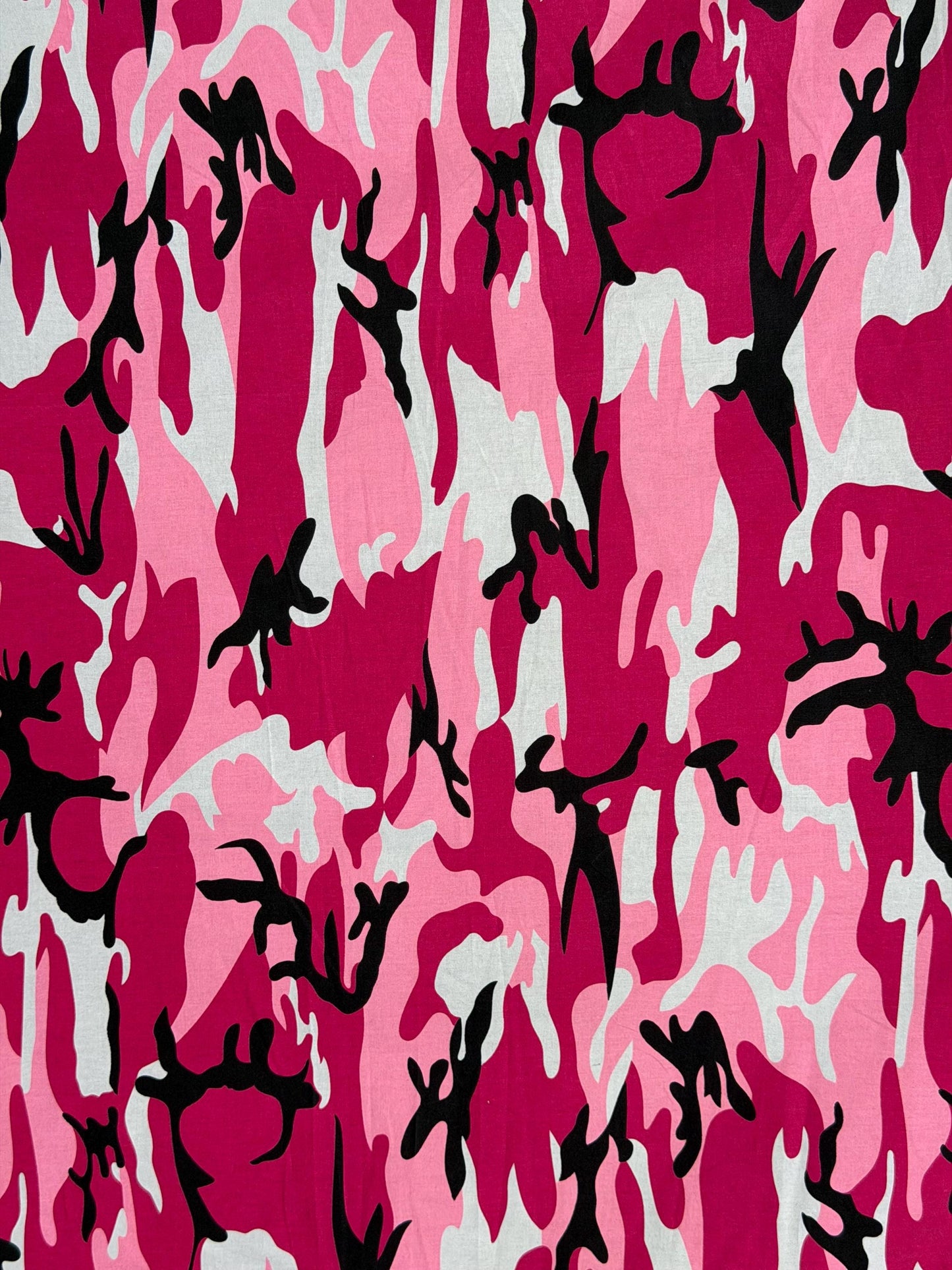 Pink Camouflage Print 100% Cotton Fabric by the Yard – 60" Wide – Hot Pink, Light Pink, White & Black Camo