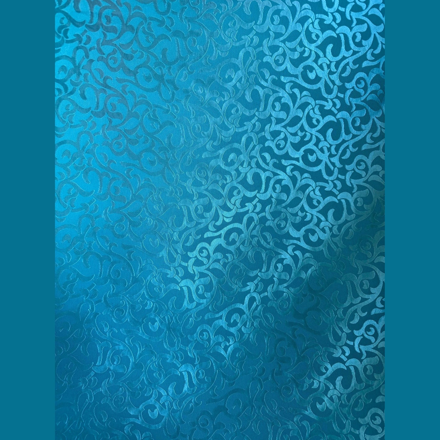 Teal Rayon Brocade Fabric by the Yard –52" Wide –Tonal Scroll Damask Pattern –Elegant Fabric for Dresses, Formal Wear, Costumes & Home Décor