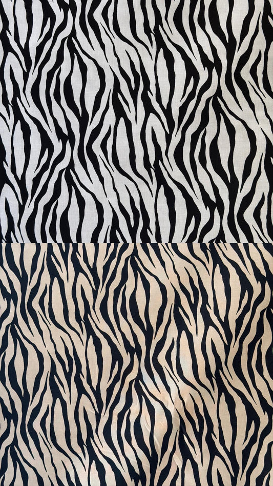 Zebra Print Cotton Stretch Fabric by the Yard – 45" Wide – Animal Print - Apparel & Crafts