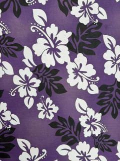 Hawaiian Print Poly Cotton Fabric by the Yard – 60" Wide – Hibiscus Tropical Floral – Teal, Purple or Taupe – Apparel, Crafts & Home Decor