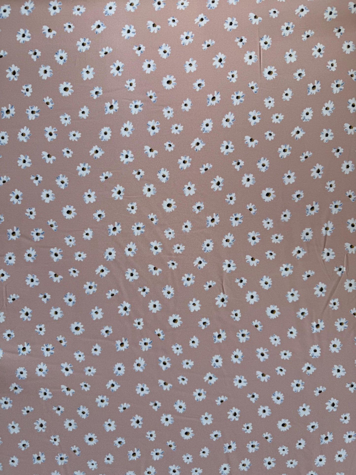 Light Mauve Daisy Print Polyester Peach Skin Fabric by Yard – 60" Wide