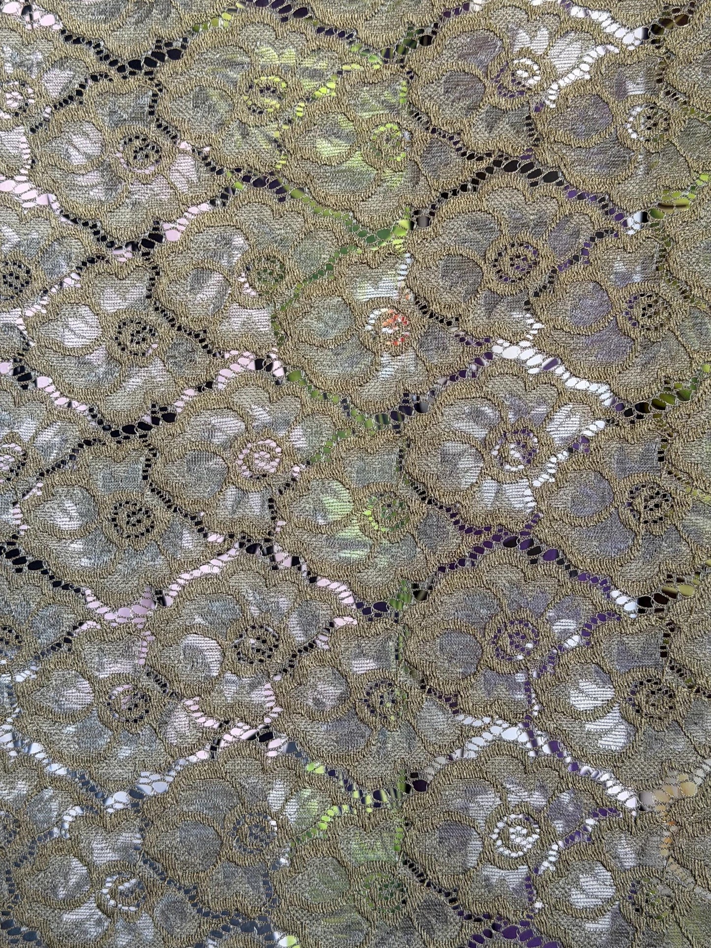 Floral Stretch Lace Fabric by the Yard – 60" Wide – Rose Pattern – Red or Olive – Lingerie, Bridal, Overlay & Fashion Sewing