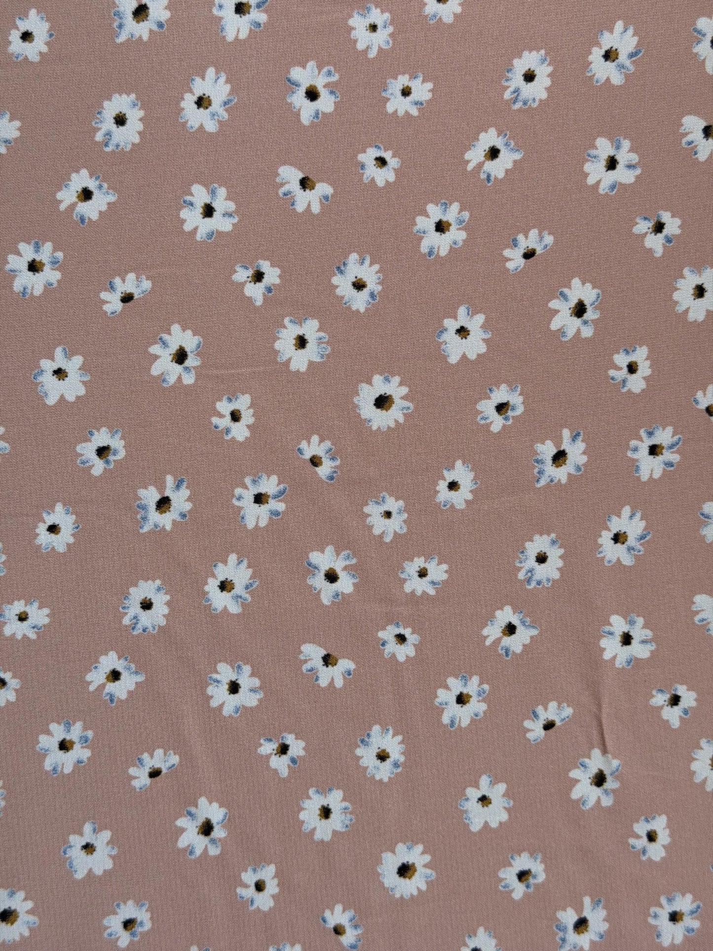 Light Mauve Daisy Print Polyester Peach Skin Fabric by Yard – 60" Wide