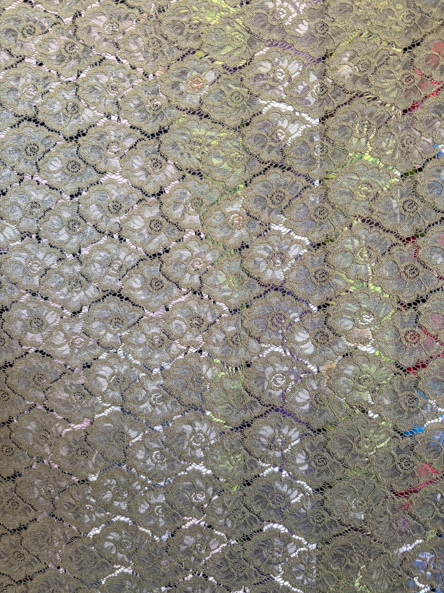 Floral Stretch Lace Fabric by the Yard – 60" Wide – Rose Pattern – Red or Olive – Lingerie, Bridal, Overlay & Fashion Sewing