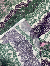 Load image into Gallery viewer, scalloped tribal purple and green rayon challis (3 yards)
